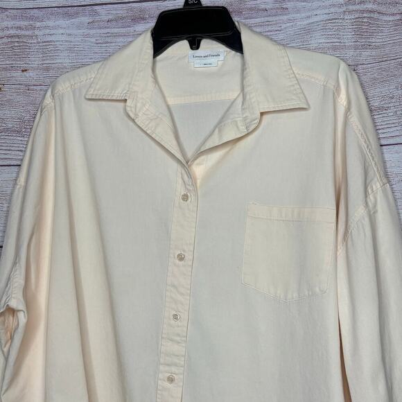 Lovers and Friends Audri Cream Boyfriend Button Down Oversized Shirt Size Large - Picture 11 of 12